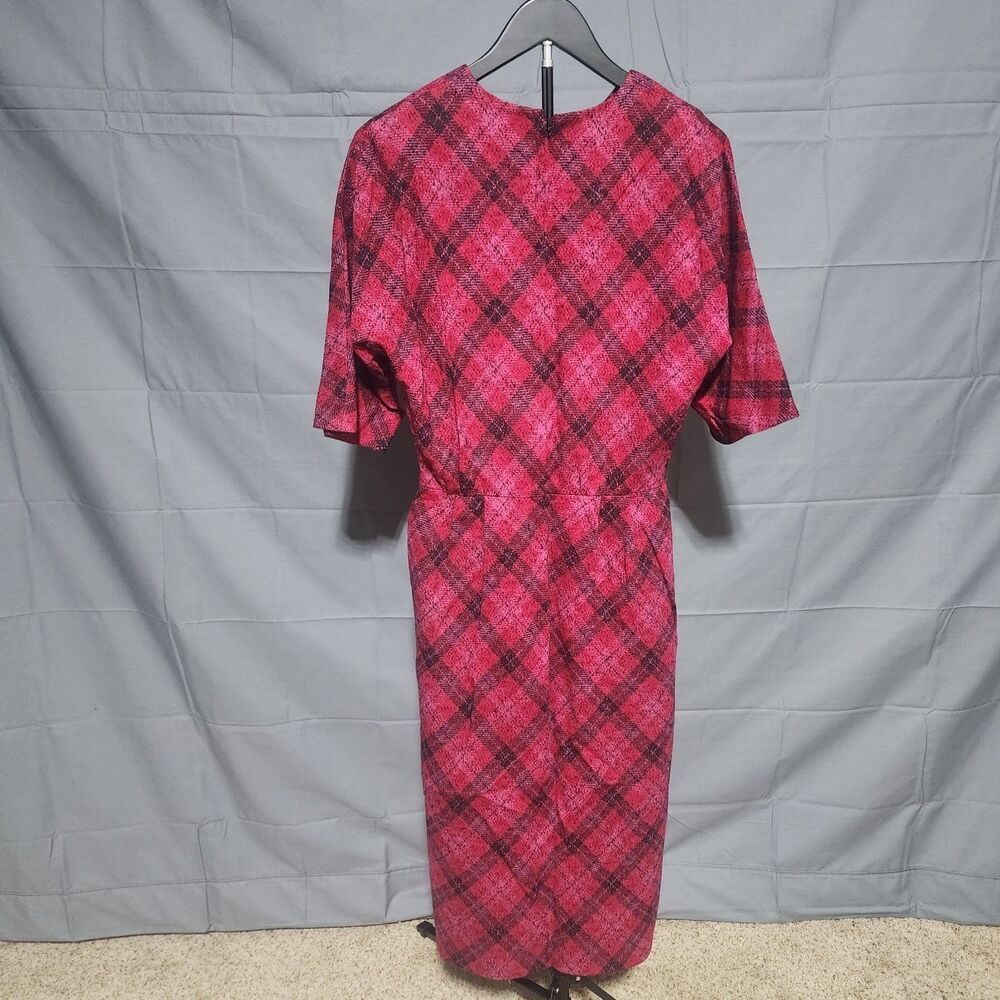 VINTAGE 1950s/60s Marjorie Montgomery California Magenta Plaid Dress